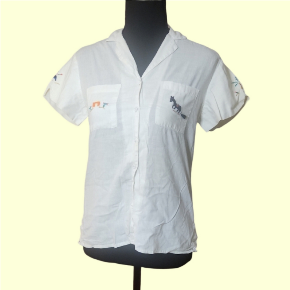 Vintage Nitya Short Sleeve Shirt, Size Small